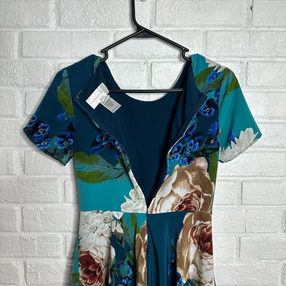 Corey Lynn Calter Paeonia Blue Floral A-Line Dress size 2 - Picture 7 of 8